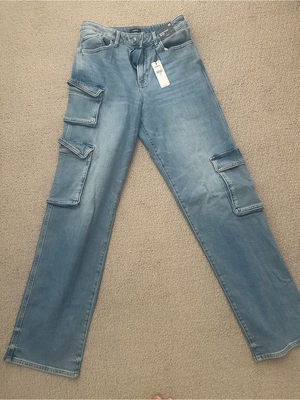 Light Blue Cargo Women Jeans - express